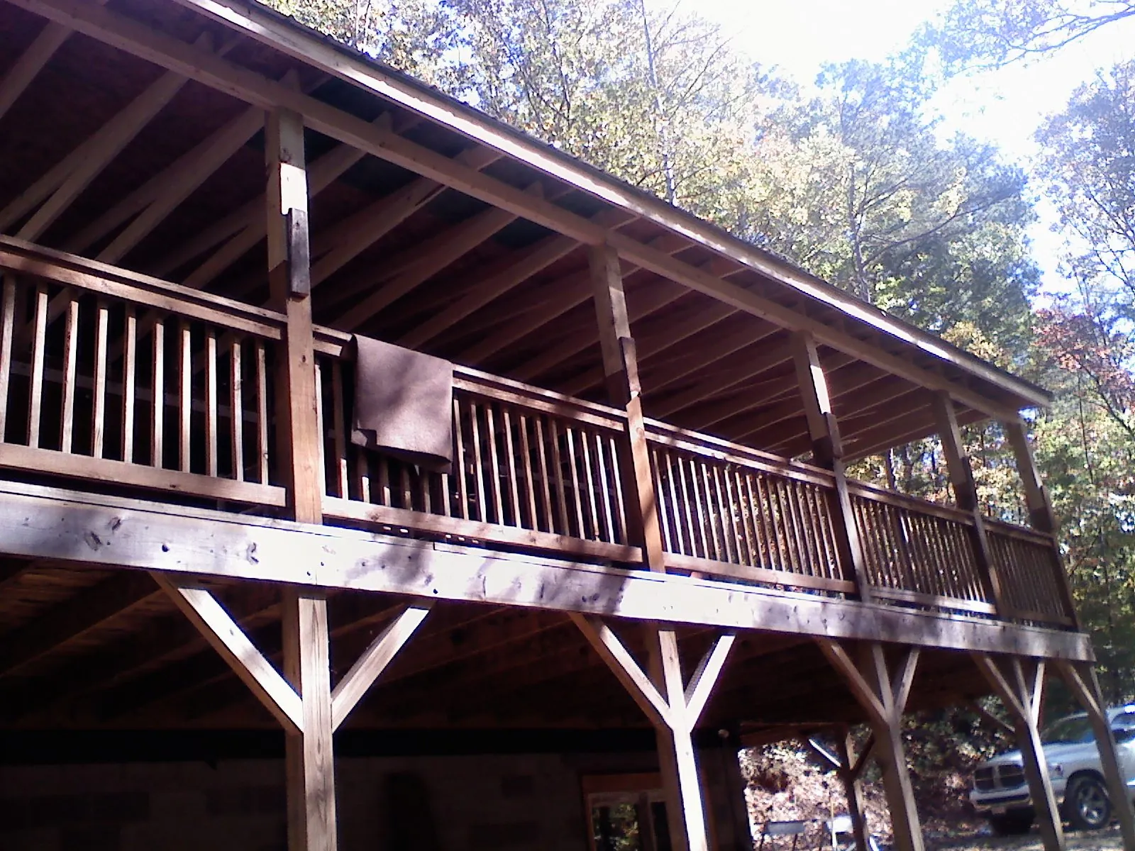 Timber framing under a new elevated porch and deck — Roof Leak Repair in Mount Saint Joseph by Roofing Brothers